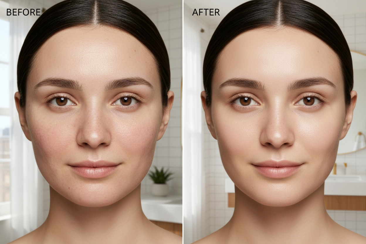 make background look real world and before skin a bit rough