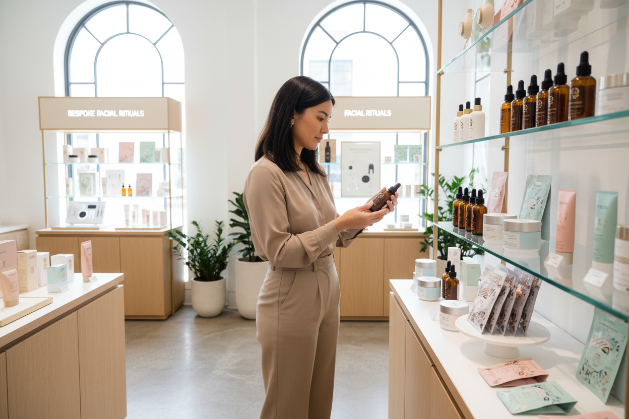 someone shopping for facial treatment products